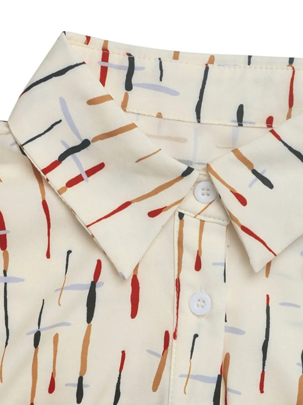 Women's collar line printed shirt
