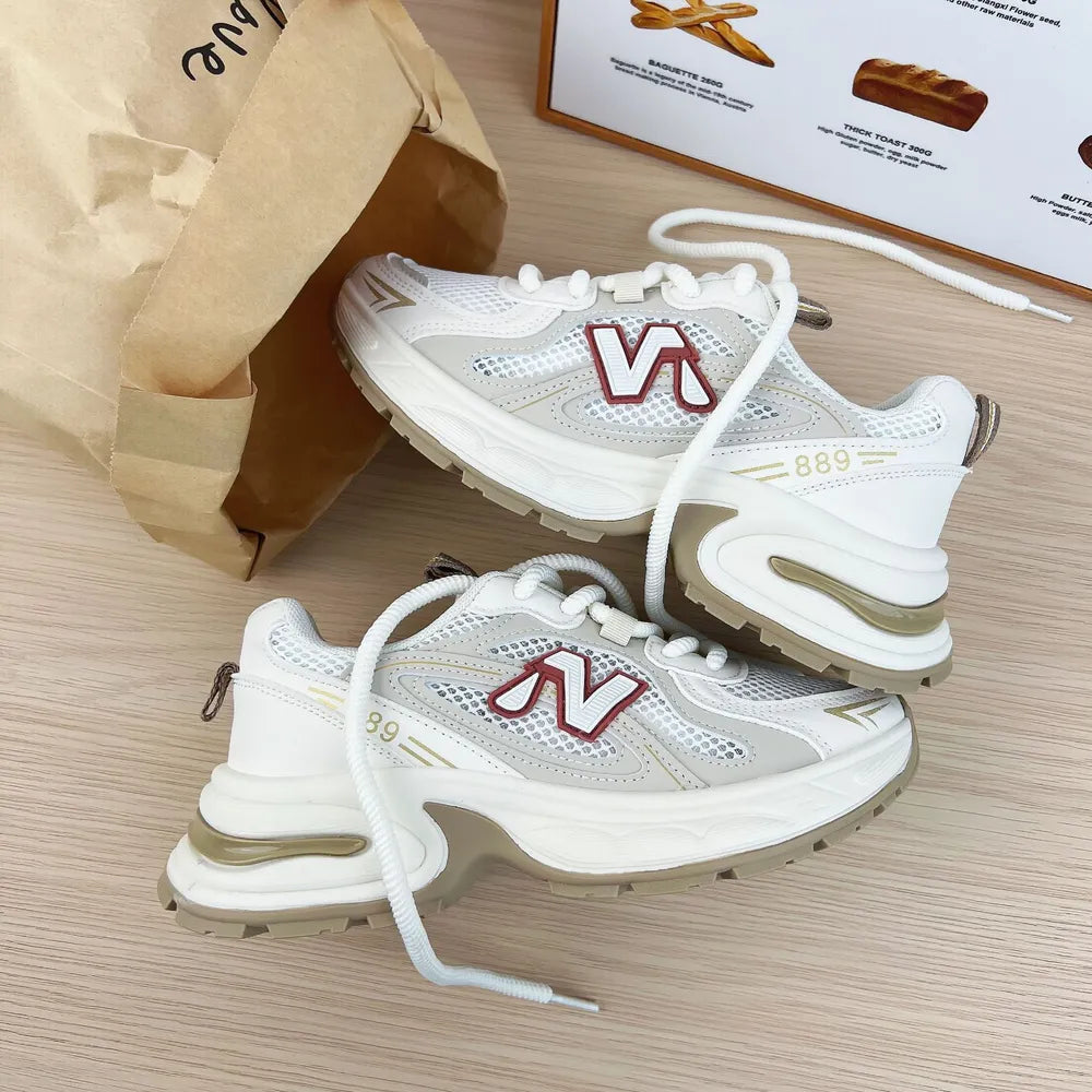 Contrast Letter Lace Up Athletic Shoes