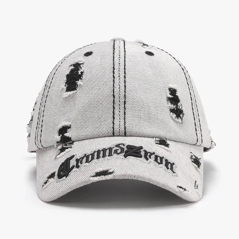 Distressed Letter Embroidered Baseball Cap