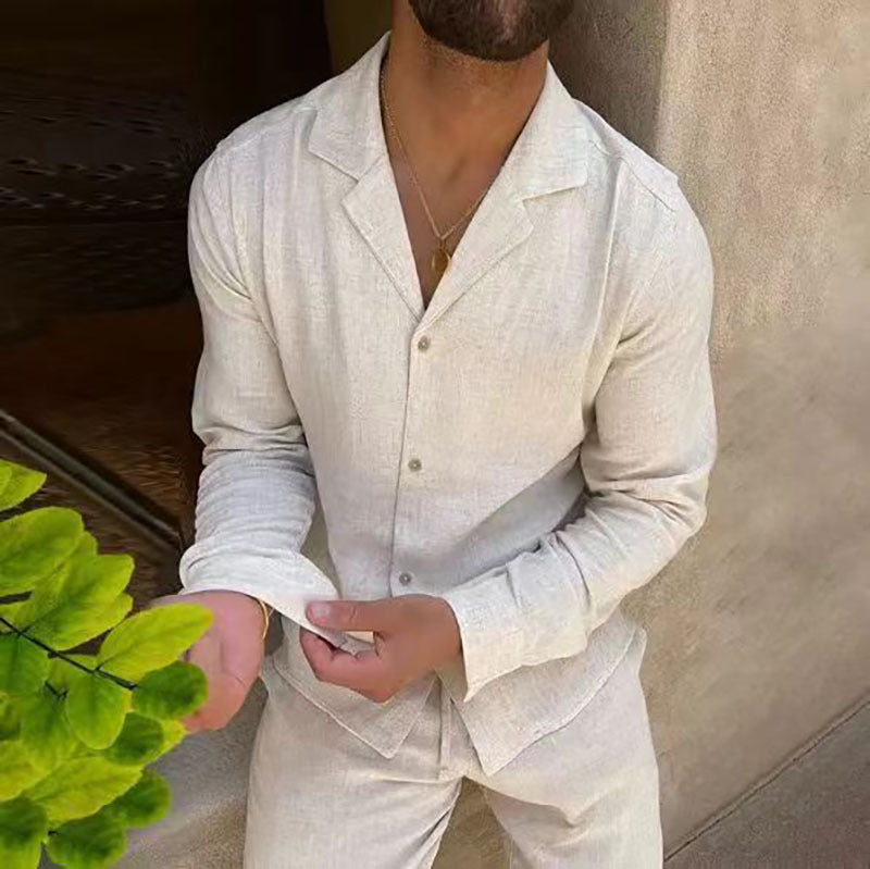 Men's casual suit fashionable long sleeved long pants two-piece set cardigan set men's clothing
