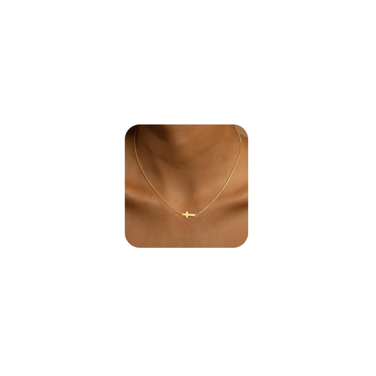Cross Layered Necklaces for Women - 14K Gold/Sterling Silver Plated Cross Pendant Simple Satellite Chain Dainty Small Choker Sideways Necklace Jewelry Trendy Gift