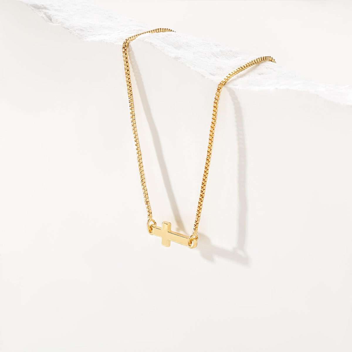 Cross Layered Necklaces for Women - 14K Gold/Sterling Silver Plated Cross Pendant Simple Satellite Chain Dainty Small Choker Sideways Necklace Jewelry Trendy Gift