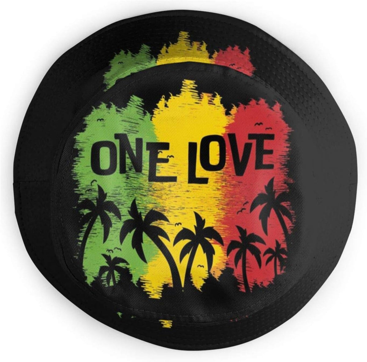 1 Love Music Reggae Rasta Unisex Bucket Hat Summer Travel Beach Sun Hats Outdoor Cap