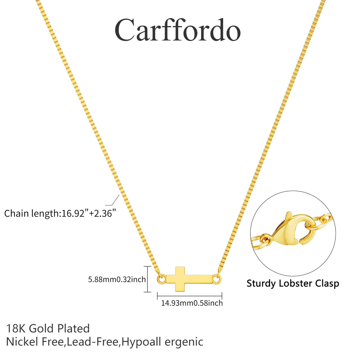 Cross Layered Necklaces for Women - 14K Gold/Sterling Silver Plated Cross Pendant Simple Satellite Chain Dainty Small Choker Sideways Necklace Jewelry Trendy Gift
