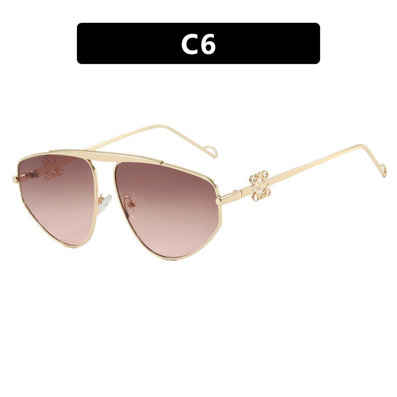 Single beam irregular sunglasses, metal toad hollow sunglasses, European and American UV resistant sunglasses, concave design for women