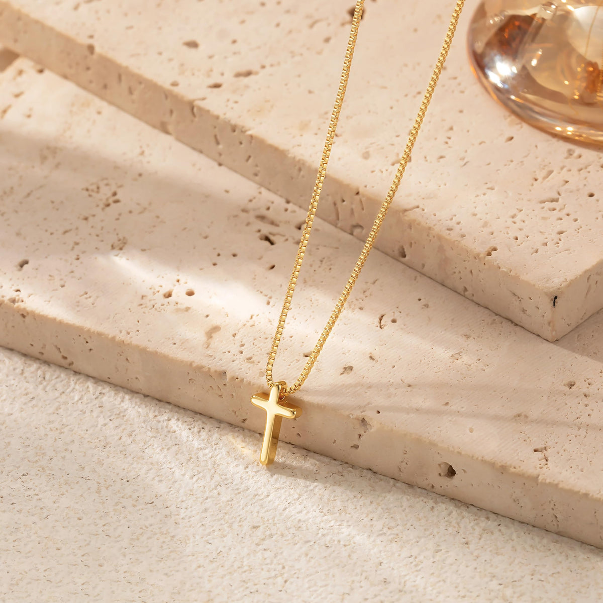Cross Layered Necklaces for Women - 14K Gold/Sterling Silver Plated Cross Pendant Simple Satellite Chain Dainty Small Choker Sideways Necklace Jewelry Trendy Gift