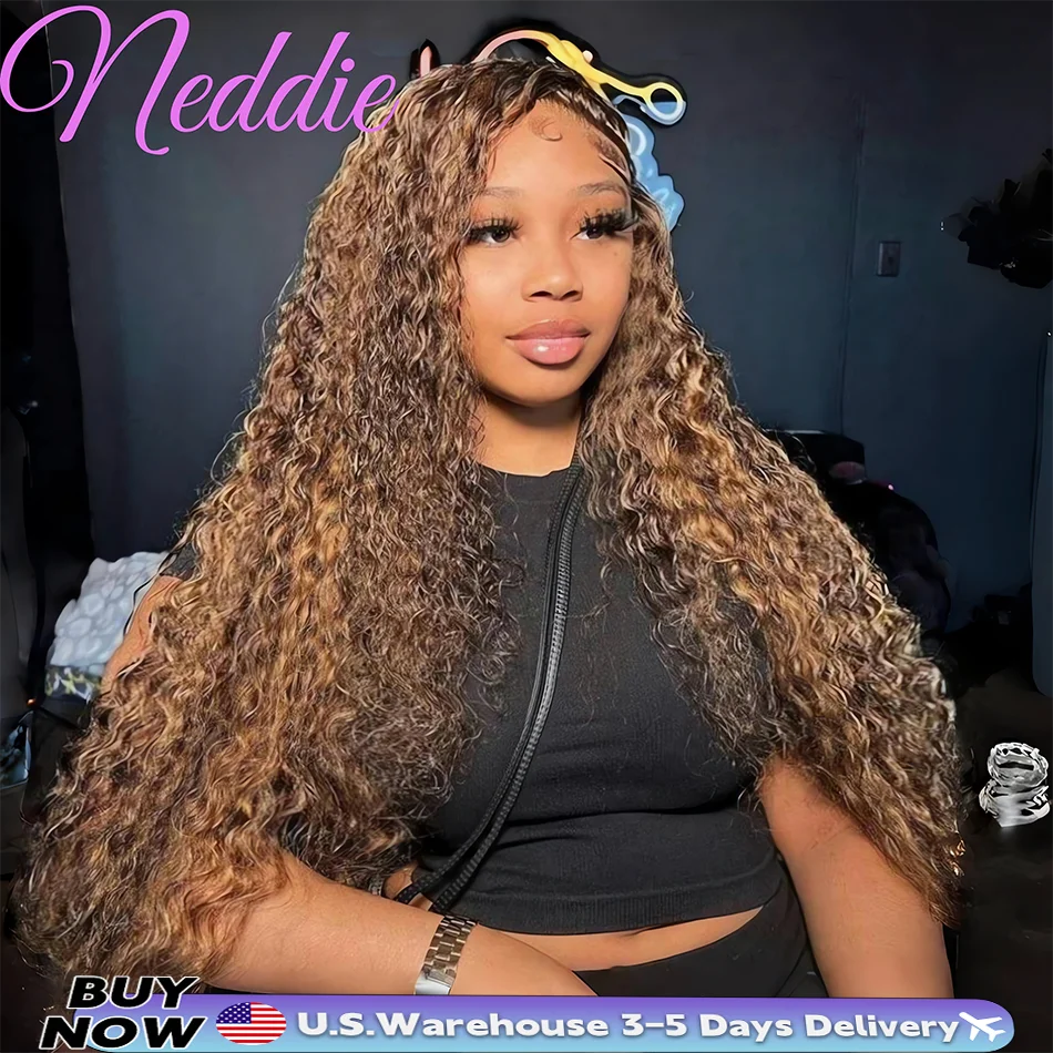 Highlight Wig Human Hair Colored Curly Wigs 13X4 13X6 Hd Lace Frontal Wig Brazilian 4/27 Deep Wave Lace Front Wigs For Women