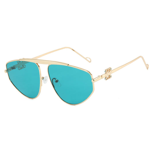 Single beam irregular sunglasses, metal toad hollow sunglasses, European and American UV resistant sunglasses, concave design for women