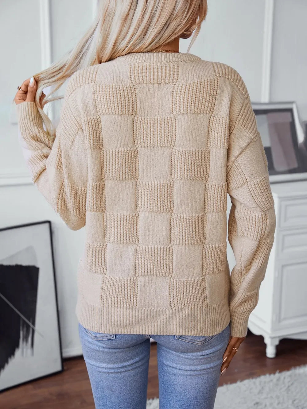 New autumn and winter loose round neck knitted sweater top