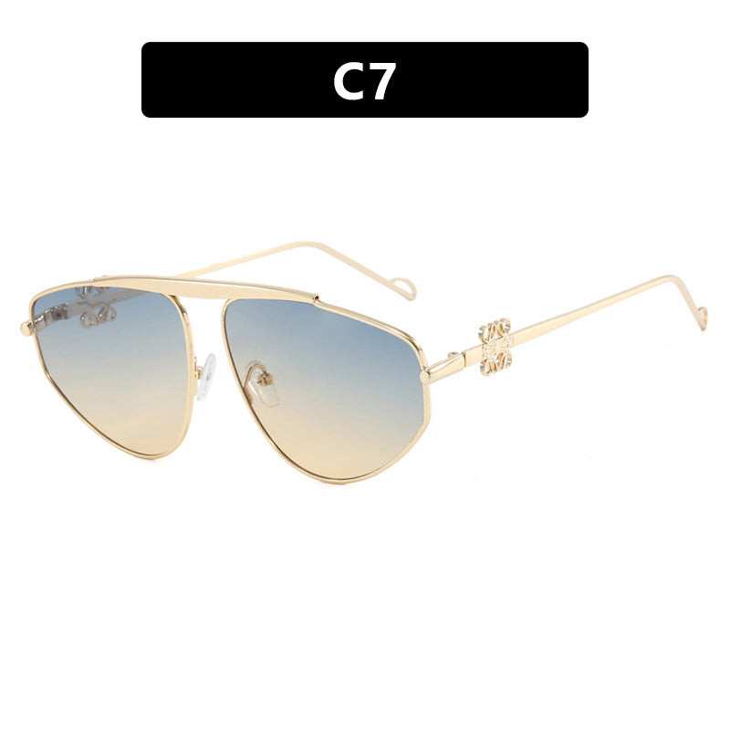 Single beam irregular sunglasses, metal toad hollow sunglasses, European and American UV resistant sunglasses, concave design for women
