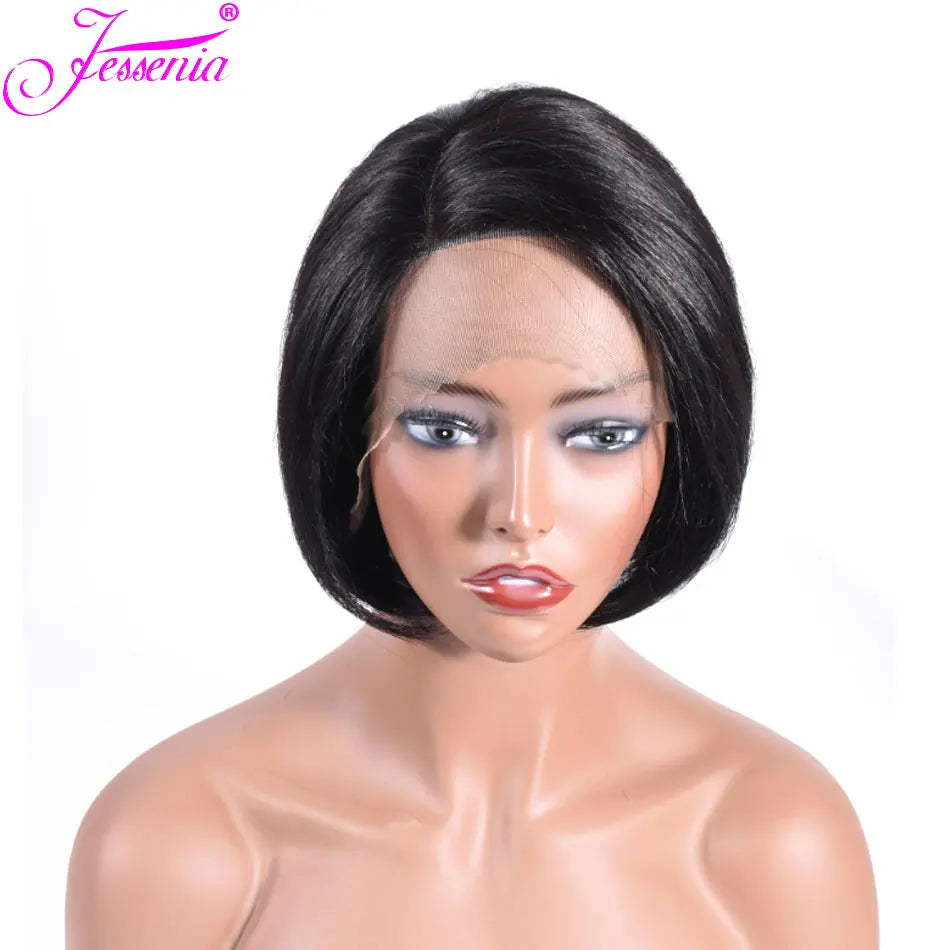 Human Hair 13X2 Wigs Short Pixie Cut Wigs Straight Bob HD Transparent Lace Frontal Wigs For Black Women 250 Density Perruque