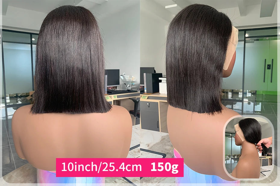 Human Hair Lace Frontal Wig Short Bob Raw Vietnamese Quality Styled Half 13x4 Lacefront Closure Wig Human Hair Wig 10 12 14 inch
