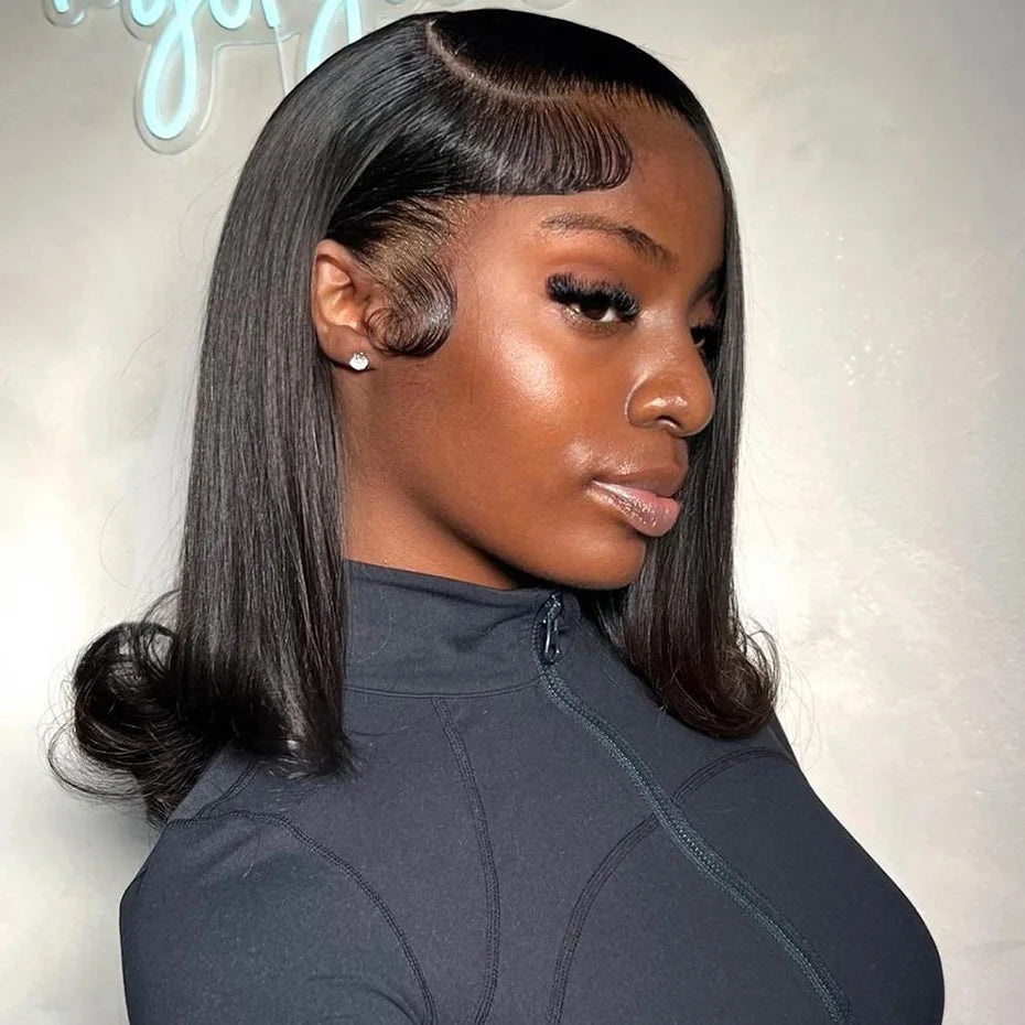 Human Hair Lace Frontal Wig Short Bob Raw Vietnamese Quality Styled Half 13x4 Lacefront Closure Wig Human Hair Wig 10 12 14 inch