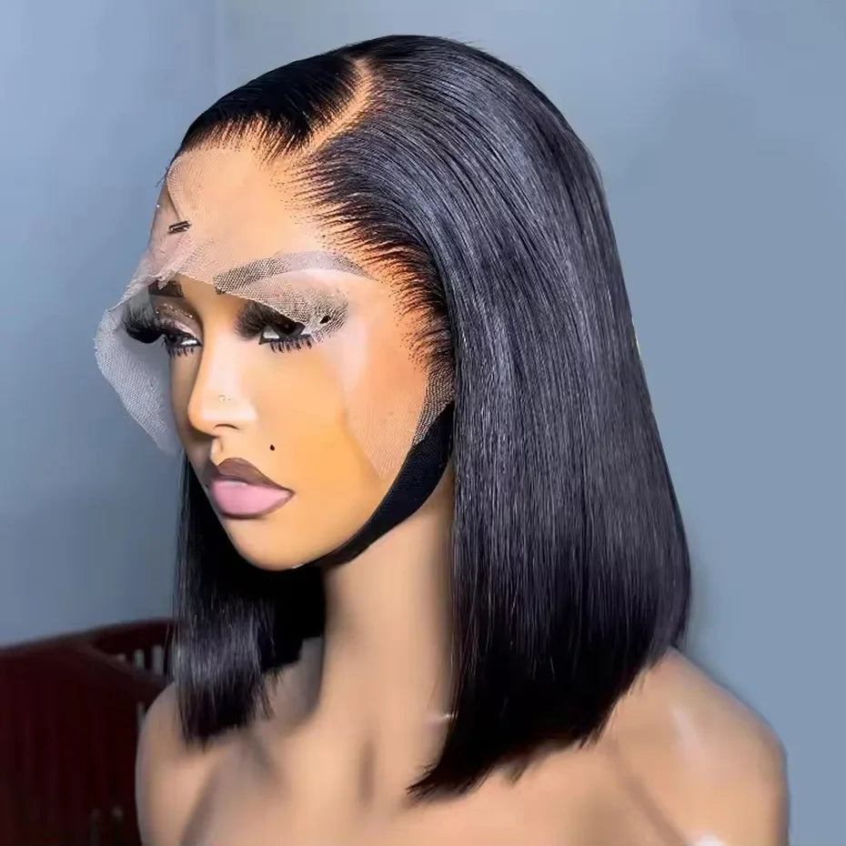Human Hair Lace Frontal Wig Short Bob Raw Vietnamese Quality Styled Half 13x4 Lacefront Closure Wig Human Hair Wig 10 12 14 inch