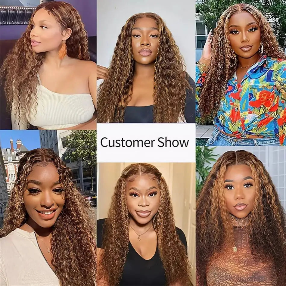 Highlight Wig Human Hair Colored Curly Wigs 13X4 13X6 Hd Lace Frontal Wig Brazilian 4/27 Deep Wave Lace Front Wigs For Women