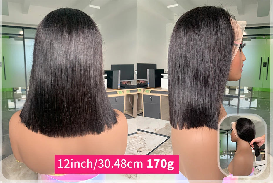 Human Hair Lace Frontal Wig Short Bob Raw Vietnamese Quality Styled Half 13x4 Lacefront Closure Wig Human Hair Wig 10 12 14 inch