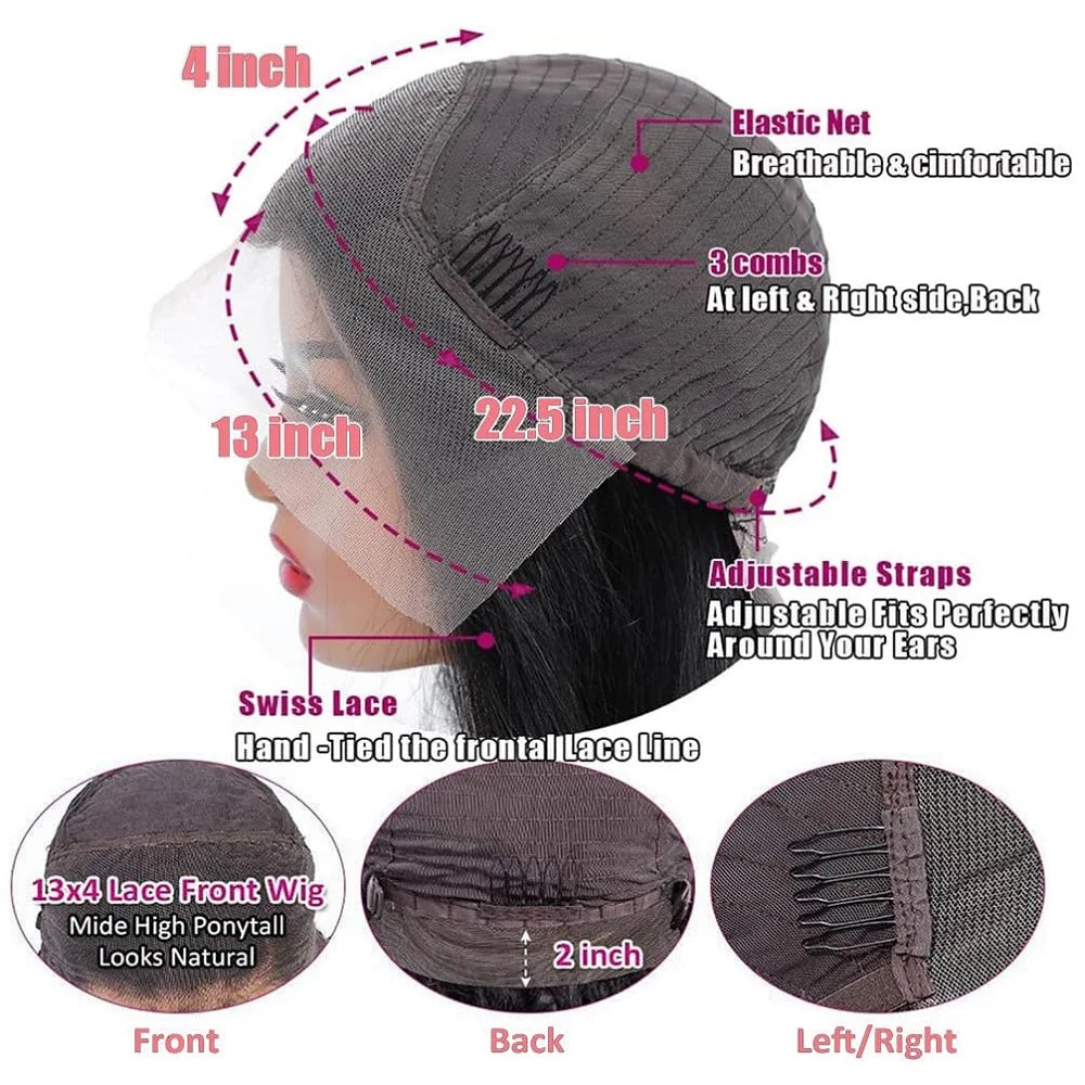 Human Hair Wig 13x4 Lace Front Wigs Human Hair 32 Inch Straight Human Hair Wig with Baby Hair 200% Density HD Lace Front Wigs