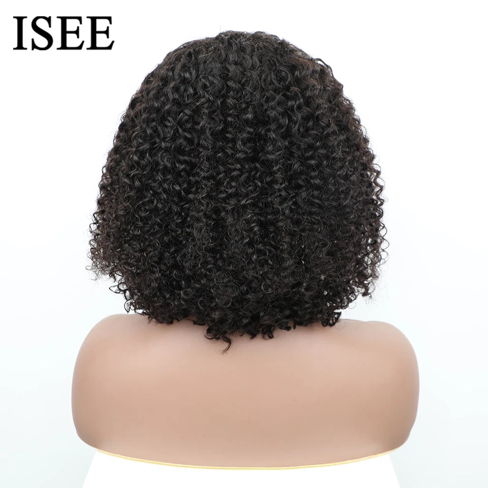 Wear And Go Glueless Human Hair Wig ISEE HAIR Peruvian Kinky Curly Short Bob 6x4 HD Glueless Wig Human Hair Ready To Wear Go