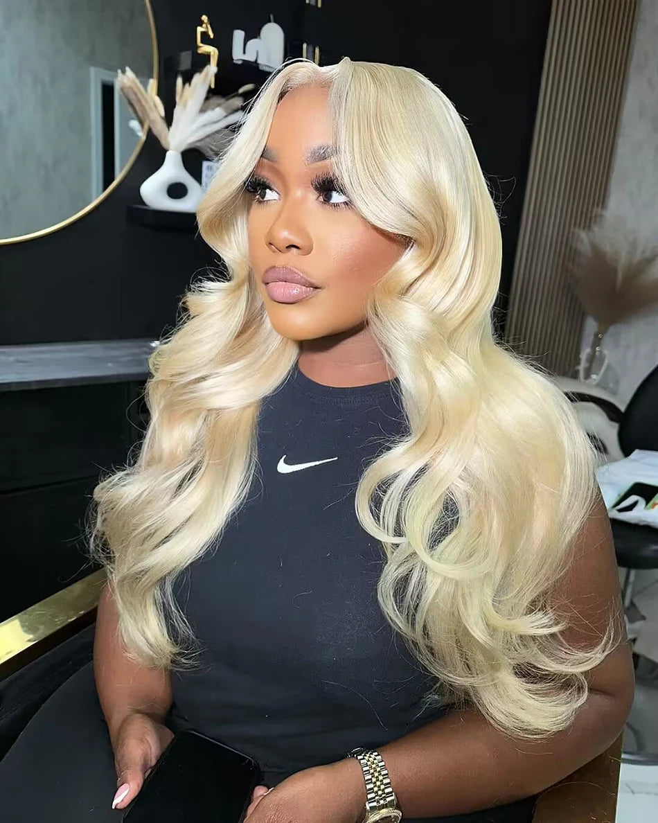 13x6 HD Transparent 613 Blonde Lace Frontal Human Hair Wigs Brazilian Straight Lace Front Human Hair Wigs Can Be Dyed Any Color