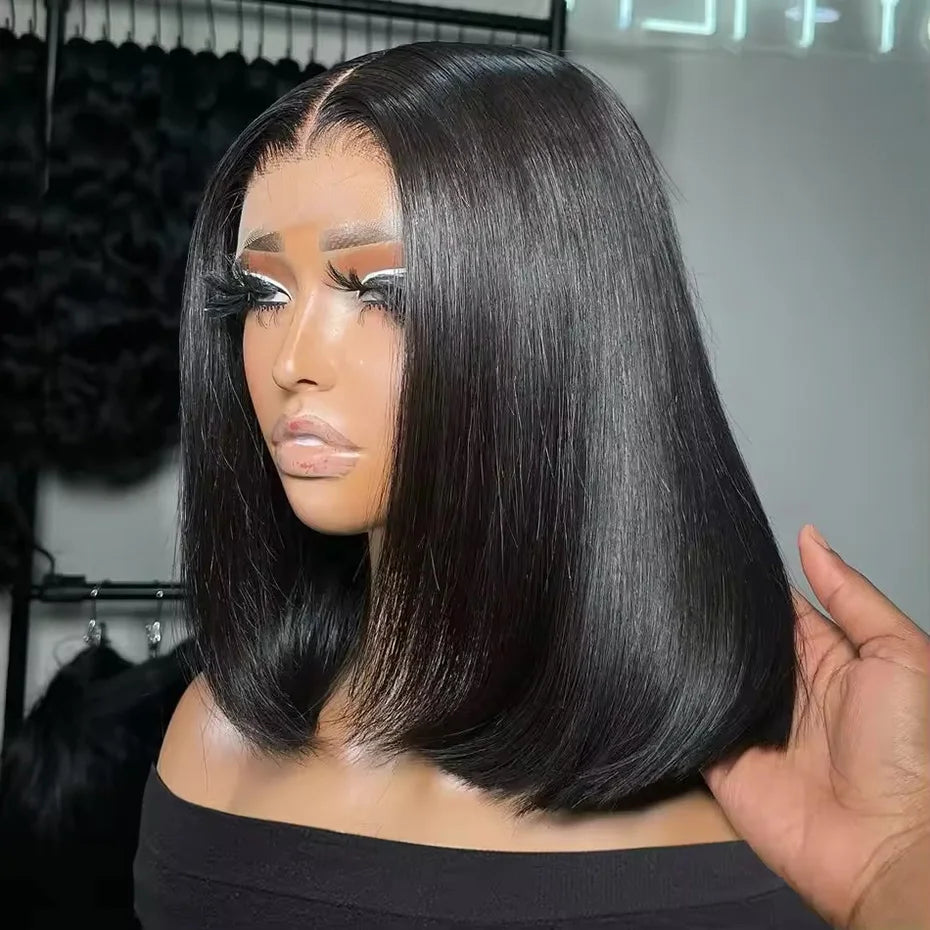 Human Hair Lace Frontal Wig Short Bob Raw Vietnamese Quality Styled Half 13x4 Lacefront Closure Wig Human Hair Wig 10 12 14 inch