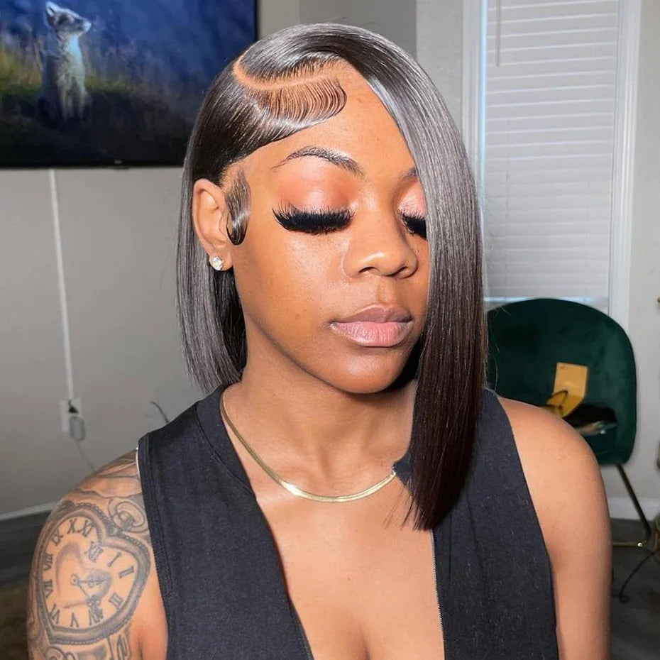 Human Hair Lace Frontal Wig Short Bob Raw Vietnamese Quality Styled Half 13x4 Lacefront Closure Wig Human Hair Wig 10 12 14 inch