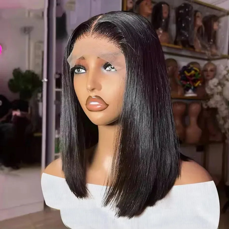 Human Hair Lace Frontal Wig Short Bob Raw Vietnamese Quality Styled Half 13x4 Lacefront Closure Wig Human Hair Wig 10 12 14 inch