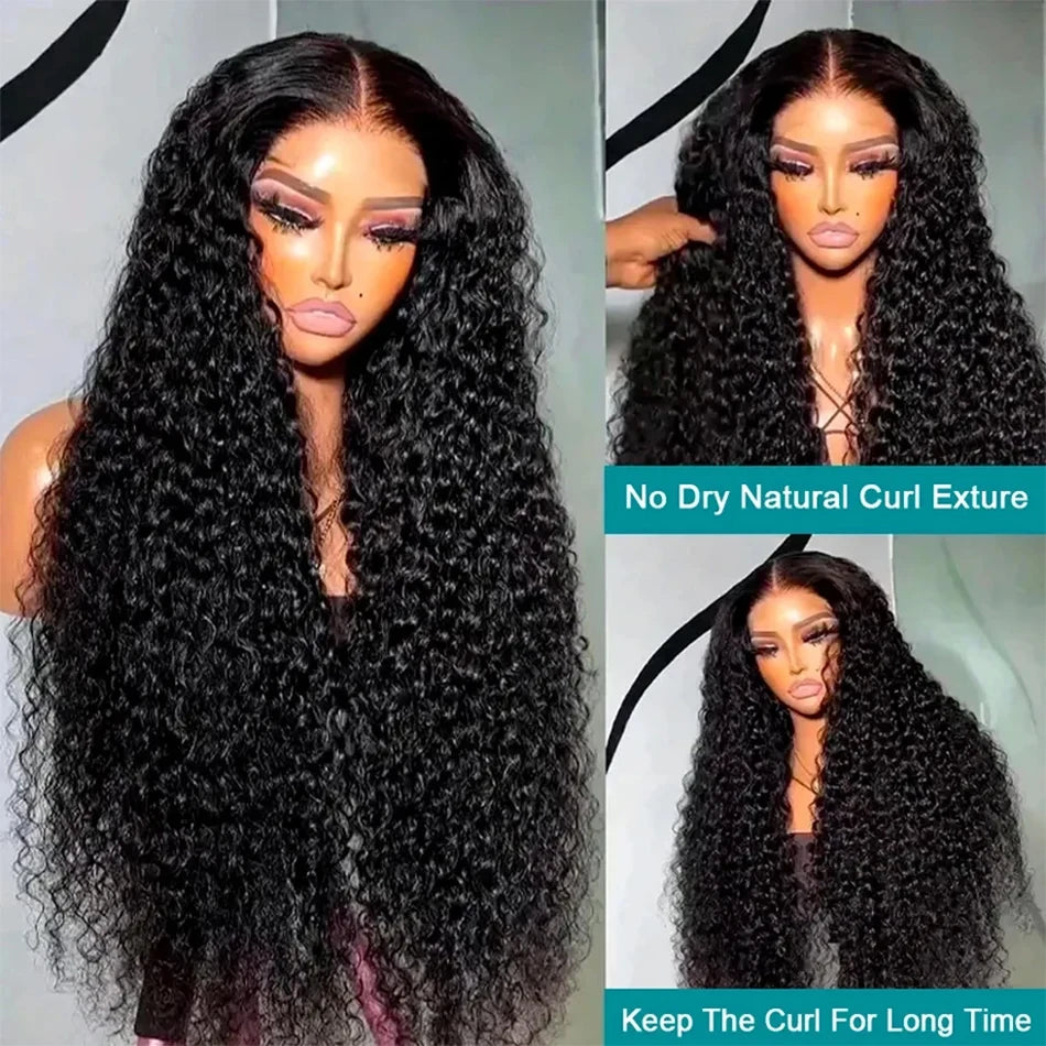 Wear And Go Glueless Wig Kinky Curly Human Hair Wigs 30 32 Inch 13x4 HD Lace Frontal Wigs Pre Plucked Pre Cut Human Hair Wigs
