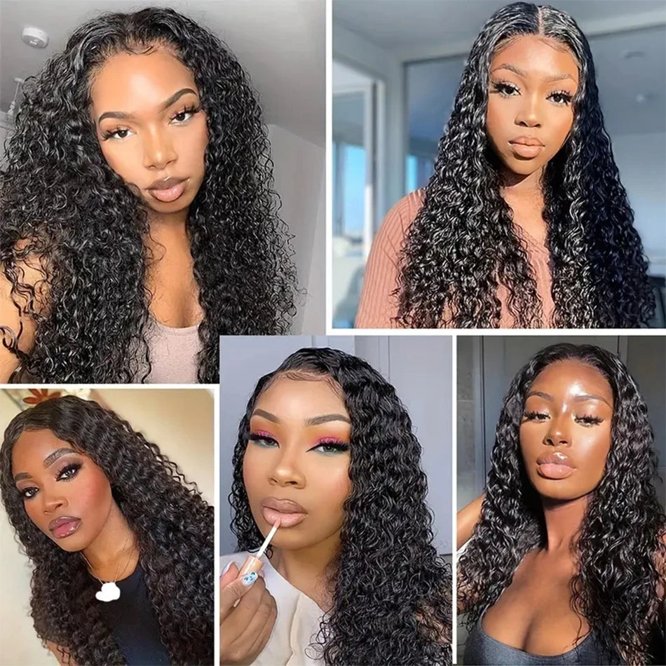 Wear And Go Glueless Wig Kinky Curly Human Hair Wigs 30 32 Inch 13x4 HD Lace Frontal Wigs Pre Plucked Pre Cut Human Hair Wigs