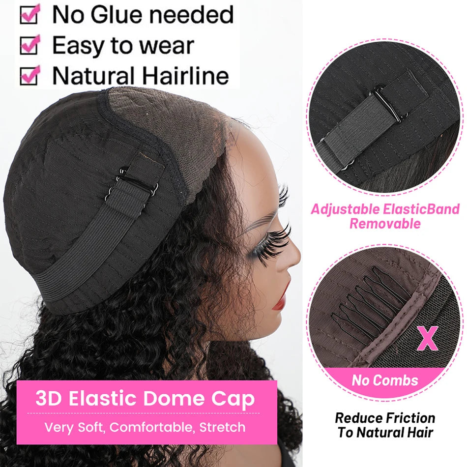 Wear And Go Glueless Wig Kinky Curly Human Hair Wigs 30 32 Inch 13x4 HD Lace Frontal Wigs Pre Plucked Pre Cut Human Hair Wigs