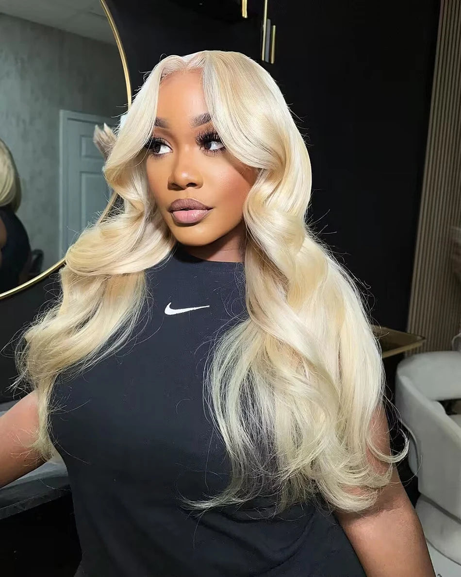 13x6 HD Transparent 613 Blonde Lace Frontal Human Hair Wigs Brazilian Straight Lace Front Human Hair Wigs Can Be Dyed Any Color