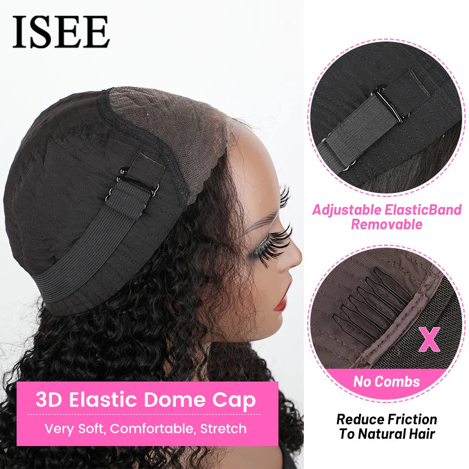 Wear And Go Glueless Human Hair Wig ISEE HAIR Peruvian Kinky Curly Short Bob 6x4 HD Glueless Wig Human Hair Ready To Wear Go