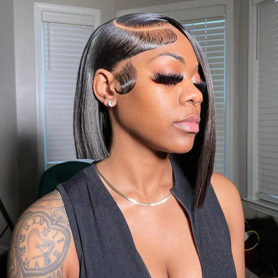 Human Hair Lace Frontal Wig Short Bob Raw Vietnamese Quality Styled Half 13x4 Lacefront Closure Wig Human Hair Wig 10 12 14 inch