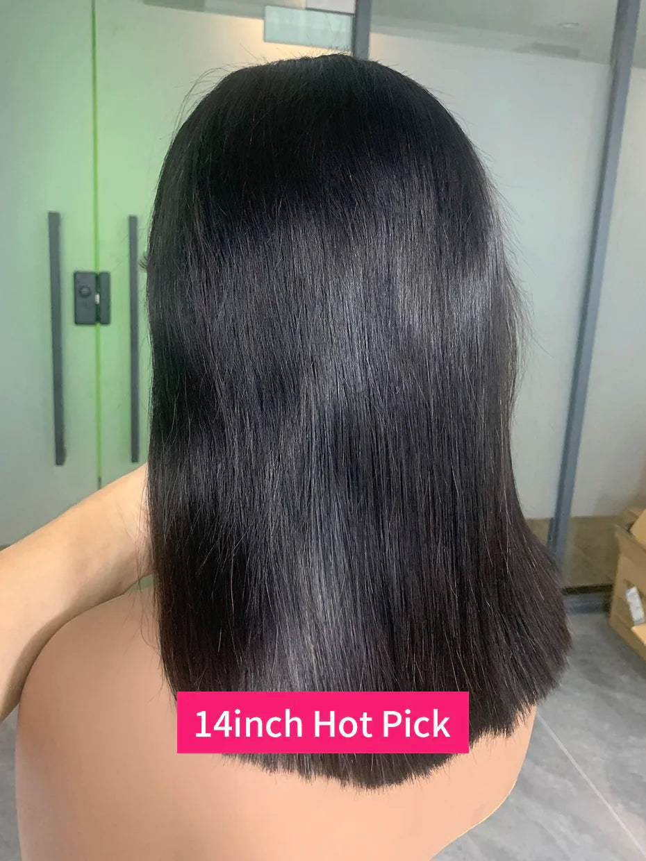 Human Hair Lace Frontal Wig Short Bob Raw Vietnamese Quality Styled Half 13x4 Lacefront Closure Wig Human Hair Wig 10 12 14 inch