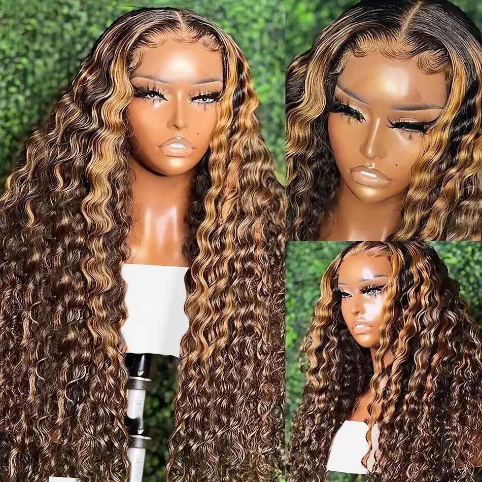 Highlight Wig Human Hair Colored Curly Wigs 13X4 13X6 Hd Lace Frontal Wig Brazilian 4/27 Deep Wave Lace Front Wigs For Women