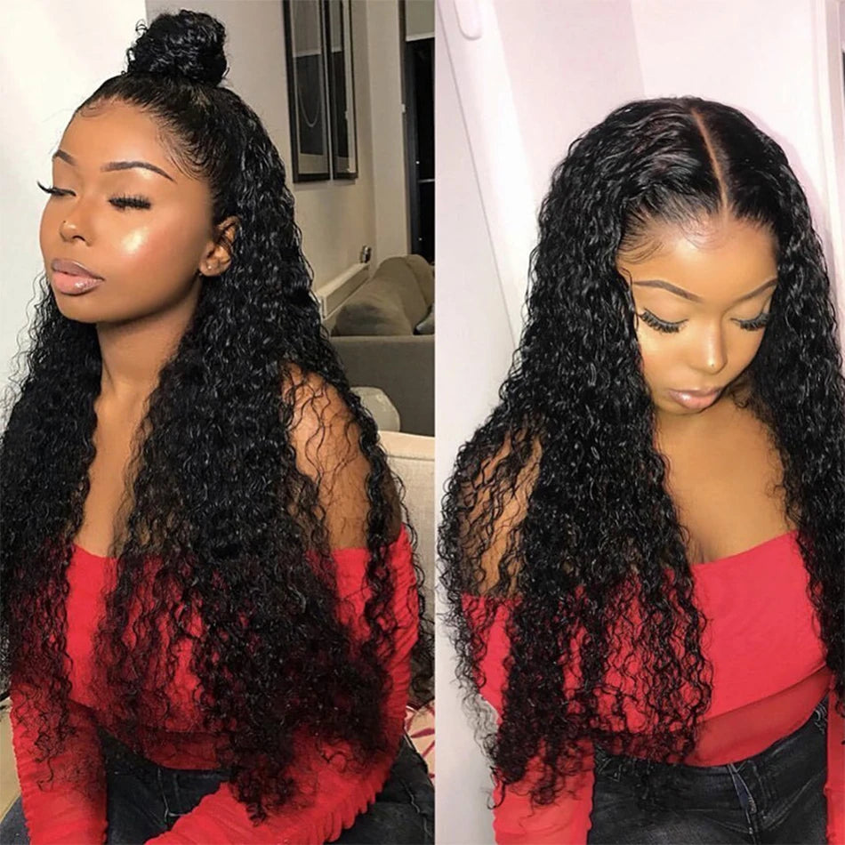 Wear And Go Glueless Wig Kinky Curly Human Hair Wigs 30 32 Inch 13x4 HD Lace Frontal Wigs Pre Plucked Pre Cut Human Hair Wigs