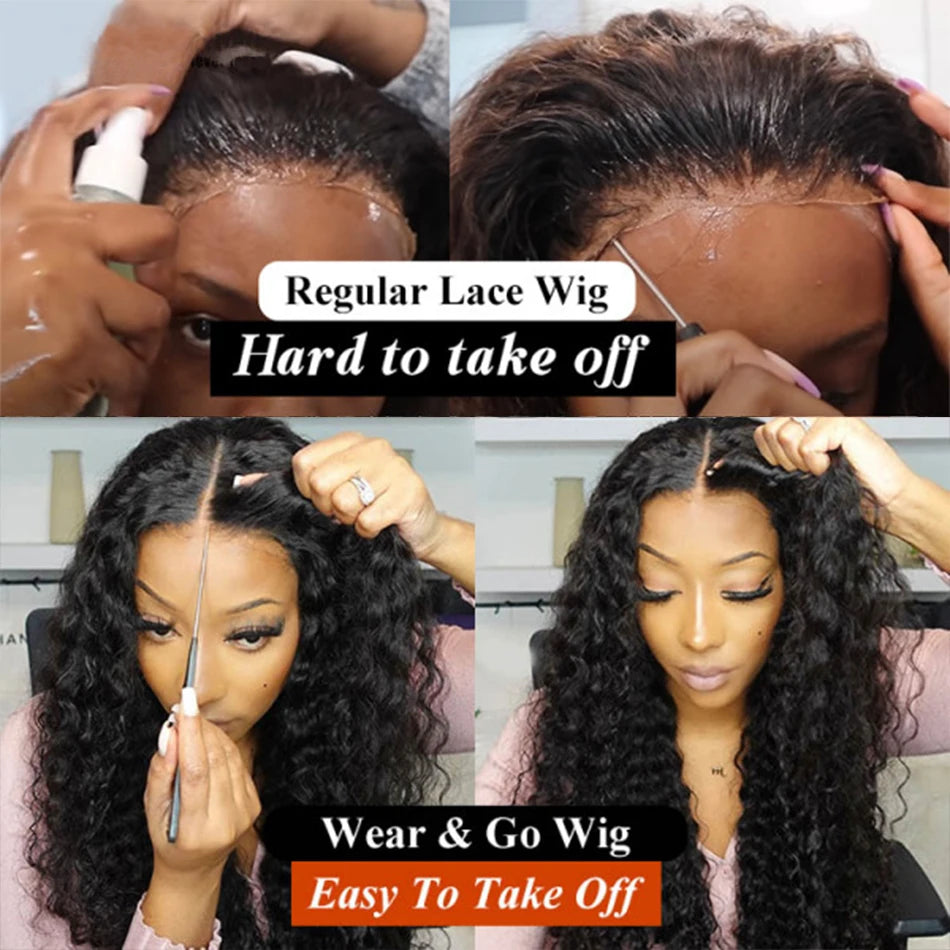 Wear And Go Glueless Wig Kinky Curly Human Hair Wigs 30 32 Inch 13x4 HD Lace Frontal Wigs Pre Plucked Pre Cut Human Hair Wigs