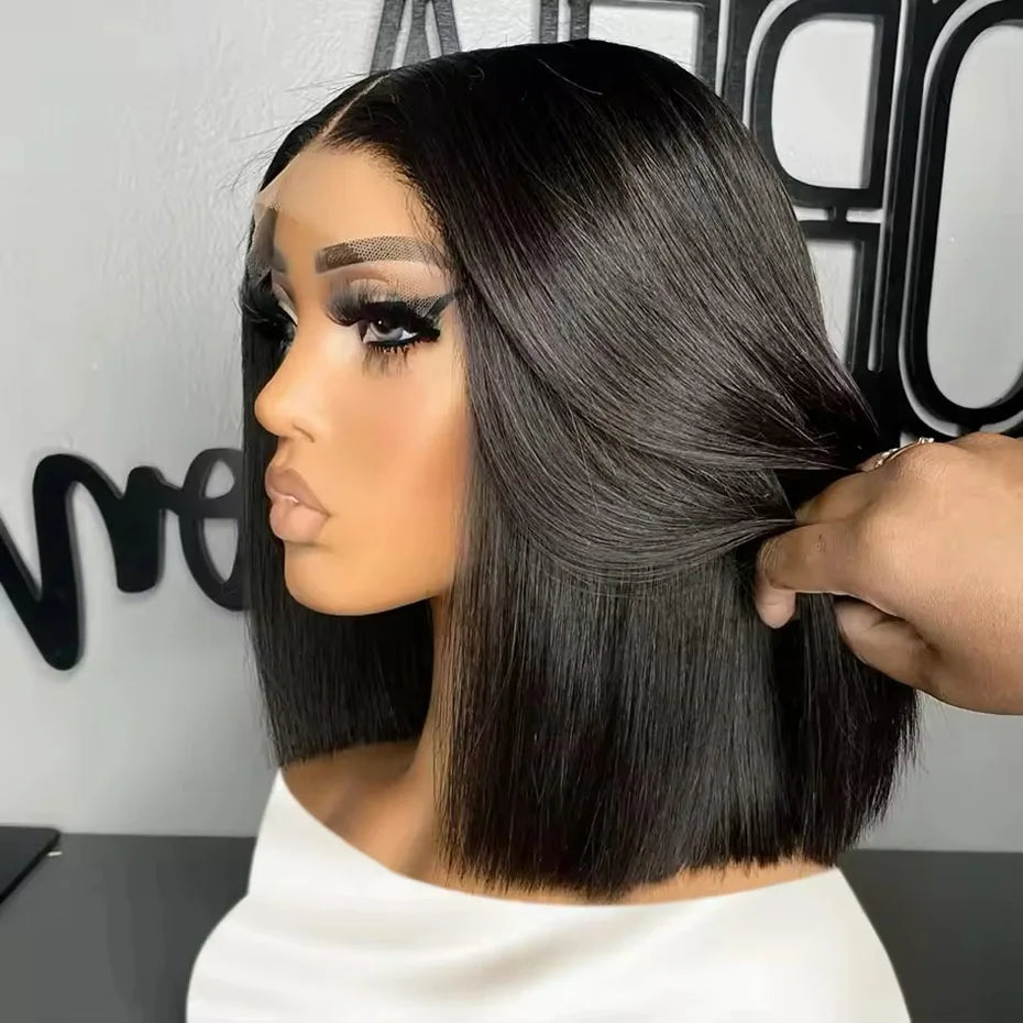 Human Hair Lace Frontal Wig Short Bob Raw Vietnamese Quality Styled Half 13x4 Lacefront Closure Wig Human Hair Wig 10 12 14 inch