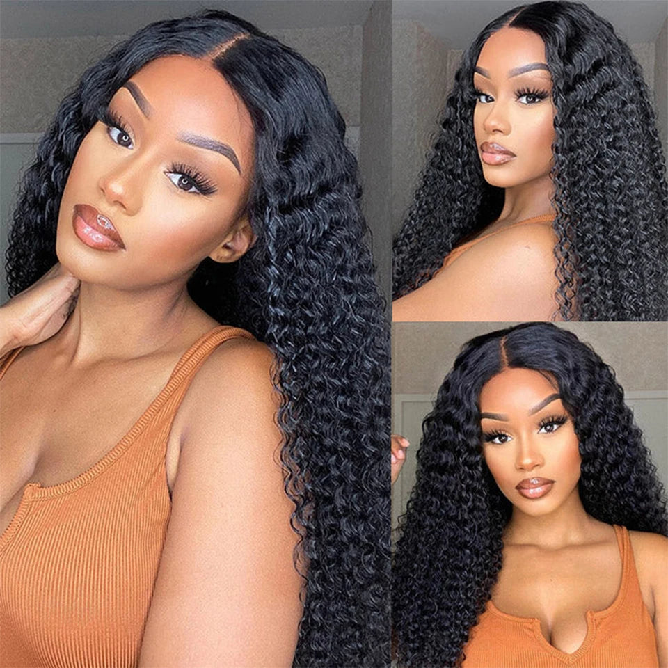 Wear And Go Glueless Wig Kinky Curly Human Hair Wigs 30 32 Inch 13x4 HD Lace Frontal Wigs Pre Plucked Pre Cut Human Hair Wigs