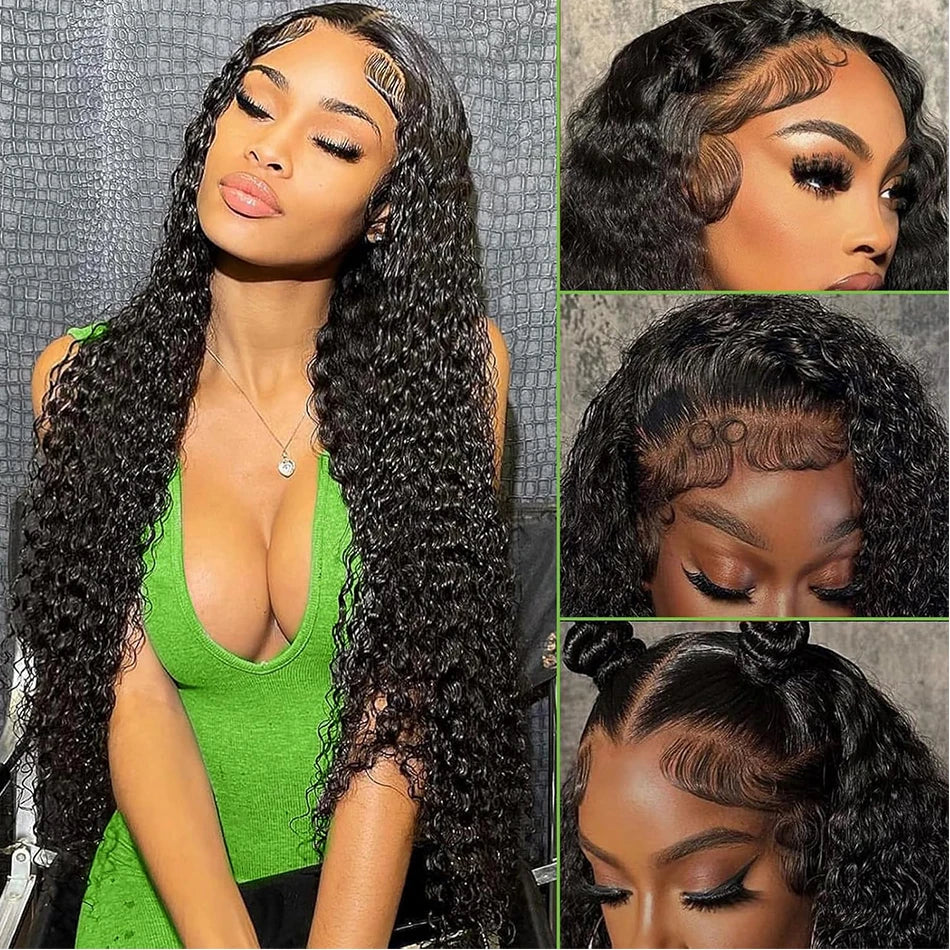 Wear And Go Glueless Wig Kinky Curly Human Hair Wigs 30 32 Inch 13x4 HD Lace Frontal Wigs Pre Plucked Pre Cut Human Hair Wigs