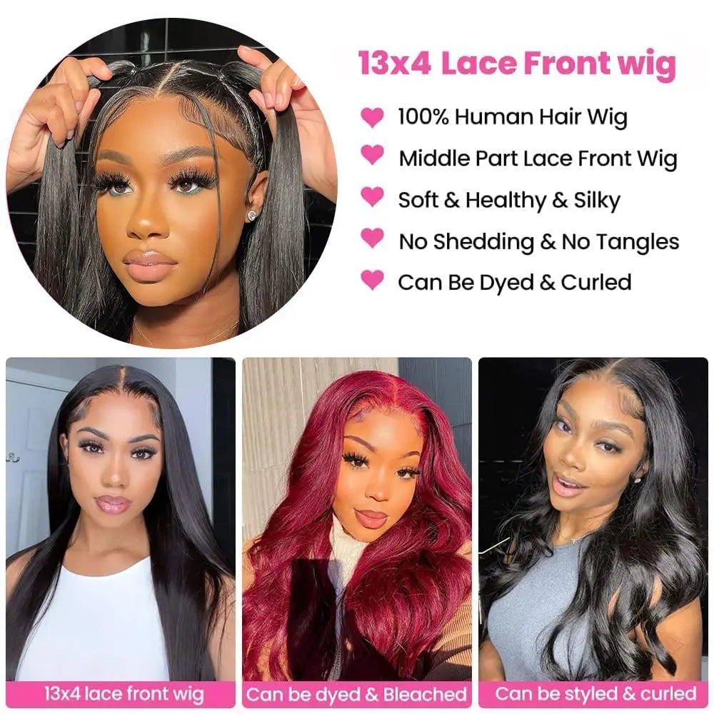 Human Hair Wig 13x4 Lace Front Wigs Human Hair 32 Inch Straight Human Hair Wig with Baby Hair 200% Density HD Lace Front Wigs