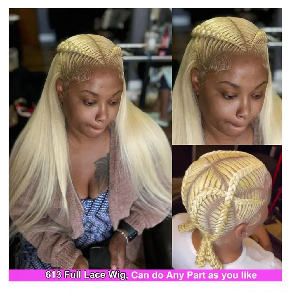 Full Wig 100% Human Hair 250 Density 613 Blonde Preplucked Straight Full Human Hair Wig Real Glueless Hd Lace Frontwig