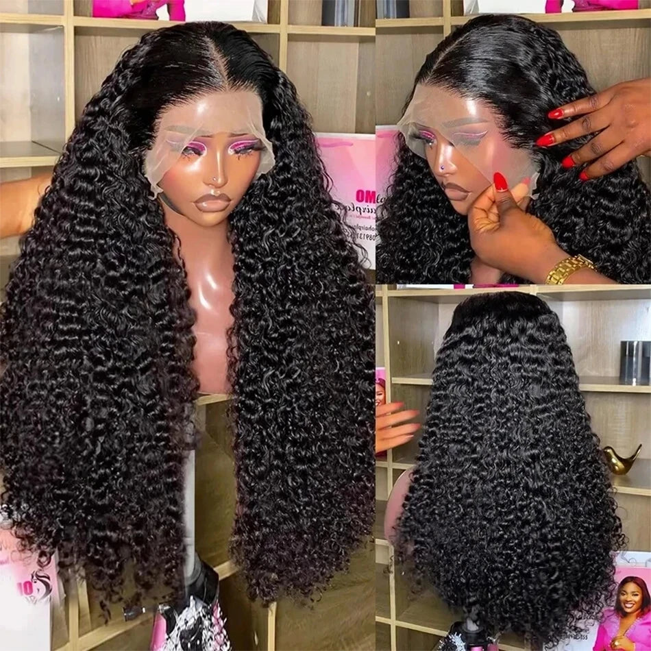 Wear And Go Glueless Wig Kinky Curly Human Hair Wigs 30 32 Inch 13x4 HD Lace Frontal Wigs Pre Plucked Pre Cut Human Hair Wigs