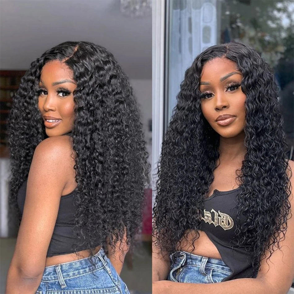 Wear And Go Glueless Wig Kinky Curly Human Hair Wigs 30 32 Inch 13x4 HD Lace Frontal Wigs Pre Plucked Pre Cut Human Hair Wigs