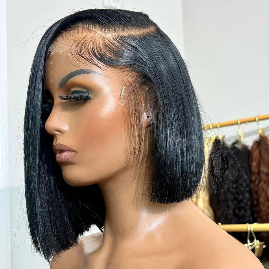 Human Hair Lace Frontal Wig Short Bob Raw Vietnamese Quality Styled Half 13x4 Lacefront Closure Wig Human Hair Wig 10 12 14 inch