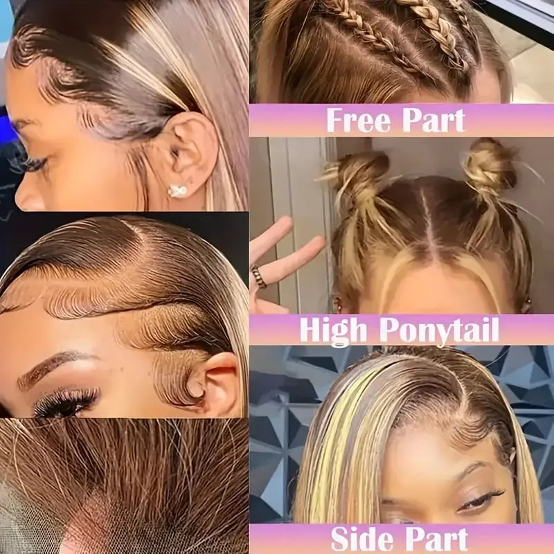100% Human Hair Wigs 13x4 Lace Human Hair Lace Frontal Wig Ready Wear Bob Wigs 220Density For Black Women 4/27 Color Gold