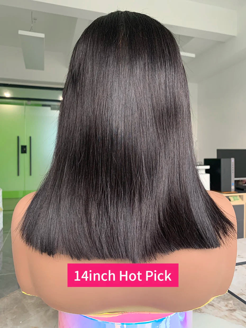 Human Hair Lace Frontal Wig Short Bob Raw Vietnamese Quality Styled Half 13x4 Lacefront Closure Wig Human Hair Wig 10 12 14 inch