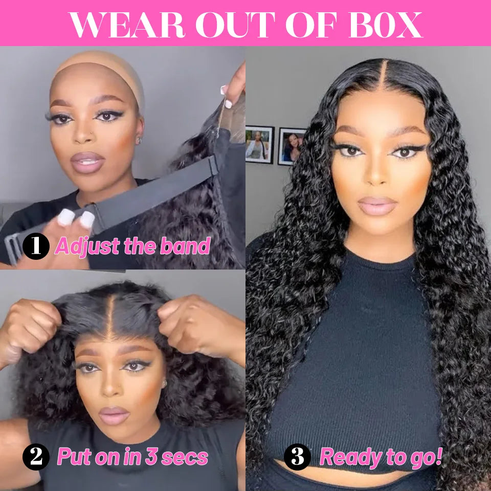 Wear And Go Glueless Human Hair Wig ISEE HAIR Peruvian Kinky Curly Short Bob 6x4 HD Glueless Wig Human Hair Ready To Wear Go