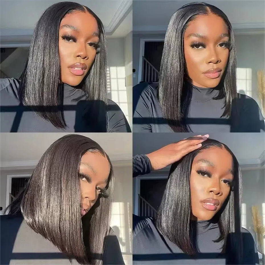 Human Hair Lace Frontal Wig Short Bob Raw Vietnamese Quality Styled Half 13x4 Lacefront Closure Wig Human Hair Wig 10 12 14 inch