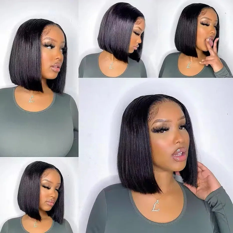 Human Hair Lace Frontal Wig Short Bob Raw Vietnamese Quality Styled Half 13x4 Lacefront Closure Wig Human Hair Wig 10 12 14 inch