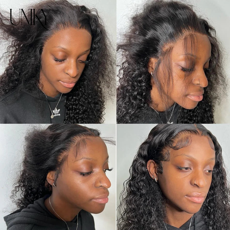 Short Curly Human Hair Bob Wig Water Lace Front Human Hair Wigs ForWomen PrePlucked Brazilian Glueless 13x4 Lace Wig Unikyhair